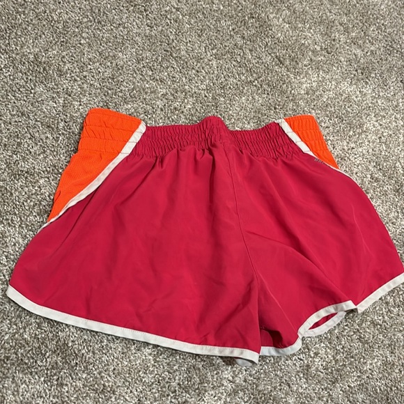 Nike Shorts Medium Women Running Dri Fit Above Knee  Authentic Orange Pink White - Picture 5 of 7